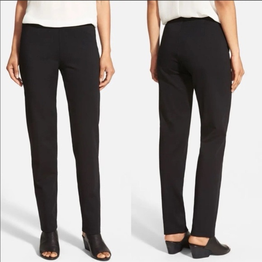Eileen Fisher Heavyweight Rayon Knit Pull On Pants in Black Size Petite Small